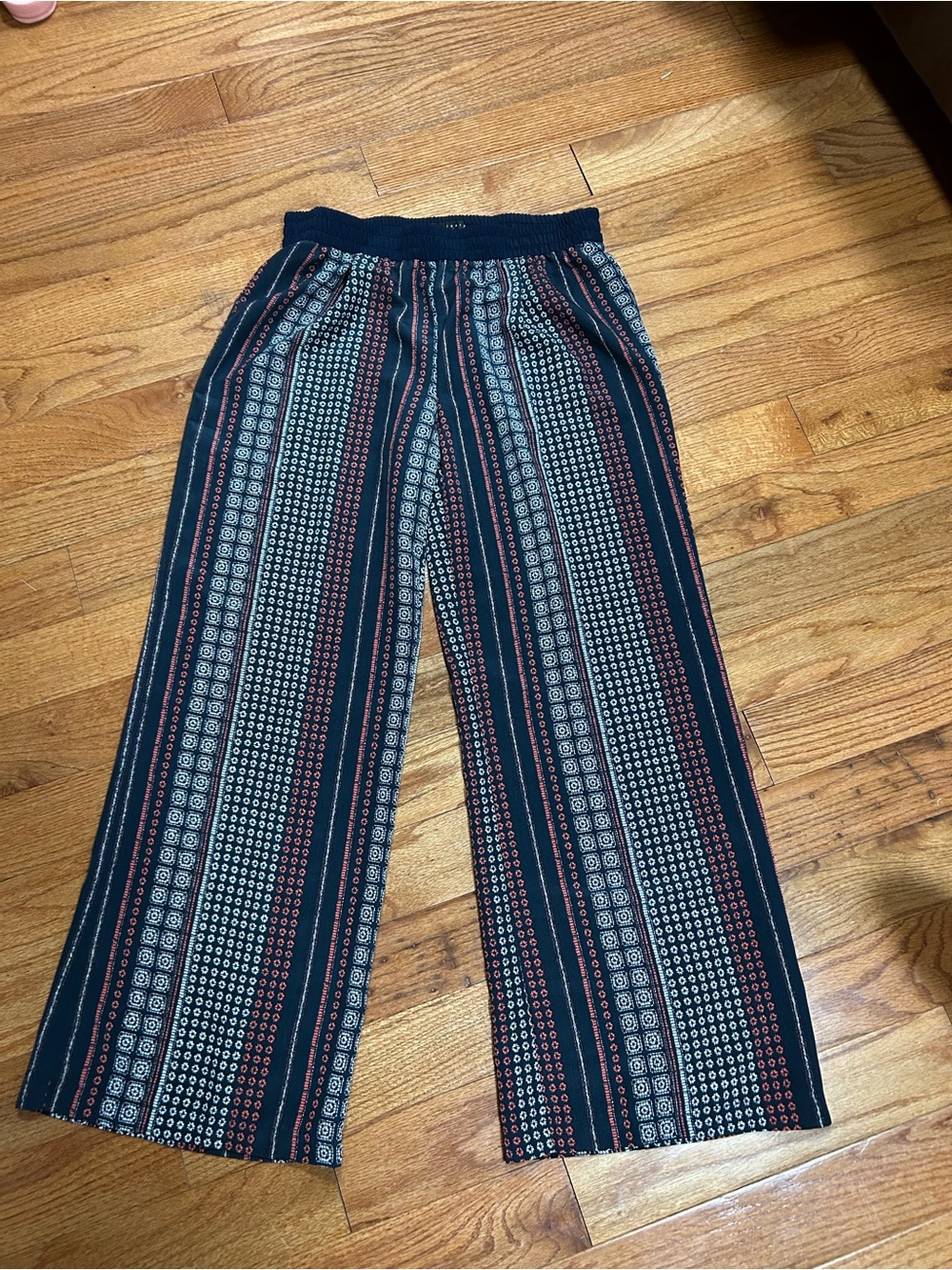 Sanctuary Navy Wide-Leg Striped Pattern Pants